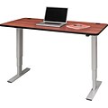 Safco 60 x 30 Electric Height-Adjustable Table, Cherry Top, Gray Base