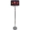 Elegant Designs Sheer Black Shade Floor Incandescent Lamp With Hanging Crystals, Chrome Finish