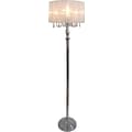 Elegant Designs Sheer White Shade Floor Incandescent Lamp With Hanging Crystals, Chrome