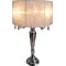 Elegant Designs Trendy Sheer White Shade Table Lamp With Hanging Crystals, Chrome Finish