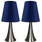 Simple Designs Two Pack Mini Touch Table Lamp Set With Blue Shade