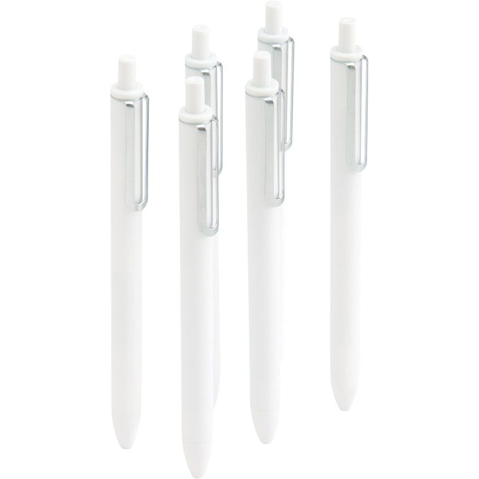 Poppin Luxe Retractable Gel Pen, Fine Point, Black Ink, 6/Pack (100086)