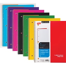 Staples® 1-Subject Notebooks, 8 x 10.5, College Ruled, 75 Sheets, Assorted, 48/Carton (27620CT)