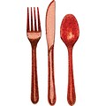 Creative Converting Heavy-Weight Plastic Glitz Red, Glitter, Assorted Cutlery, 24/Pack (019802)
