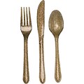 Creative Converting Heavy-Weight Plastic Glitz Gold Glitter, Assorted Cutlery, 24/Pack (019805)