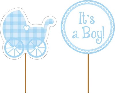 Creative Converting 4W x 11.5H Baby Boy Cupcake Picks, Pack of 12 (093228)