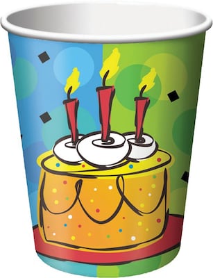 Creative Converting Cake Celebration Hot/Cold Drink Cups, 9 oz., 8/Pack (378123)
