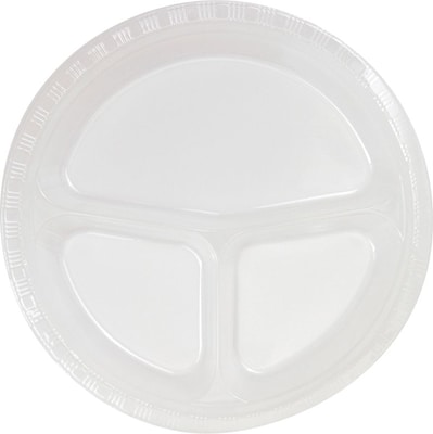 Creative Converting Plastic Divided Clear 10 Round Banquet Plates, 20 Pack (19418)