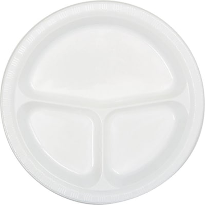 Creative Converting Divided White 10 Round Banquet Plates, 20 Pack (19992)