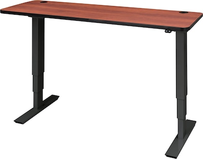 60 x 24 Electric Height-Adjustable Table, Cherry Top, Black Base