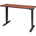60 x 24 Electric Height-Adjustable Table, Cherry Top, Black Base