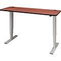 60 x 24 Electric Height-Adjustable Table, Cherry Top, Gray Base