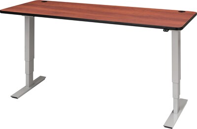 72 x 30 Electric Height-Adjustable Table, Cherry Top, Gray Base