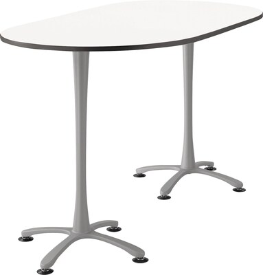 Cha Cha Standing Table 72 x 42 Designer White Top Silver Base