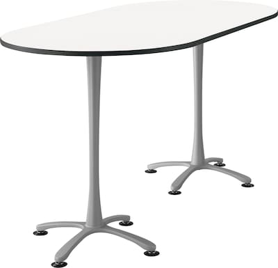 Cha Cha Standing Table 82 x 42 Designer White Top Silver Base