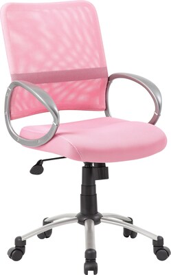 Boss Mesh Back W/ Pewter Finish Task Chair, Pink (B6416-PK)