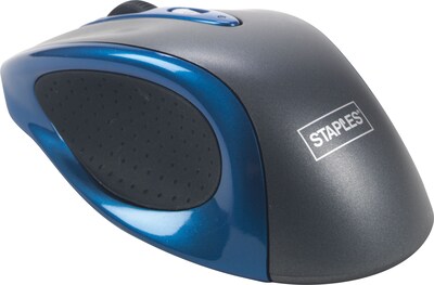 Staples® Wireless Optical Mouse, Blue