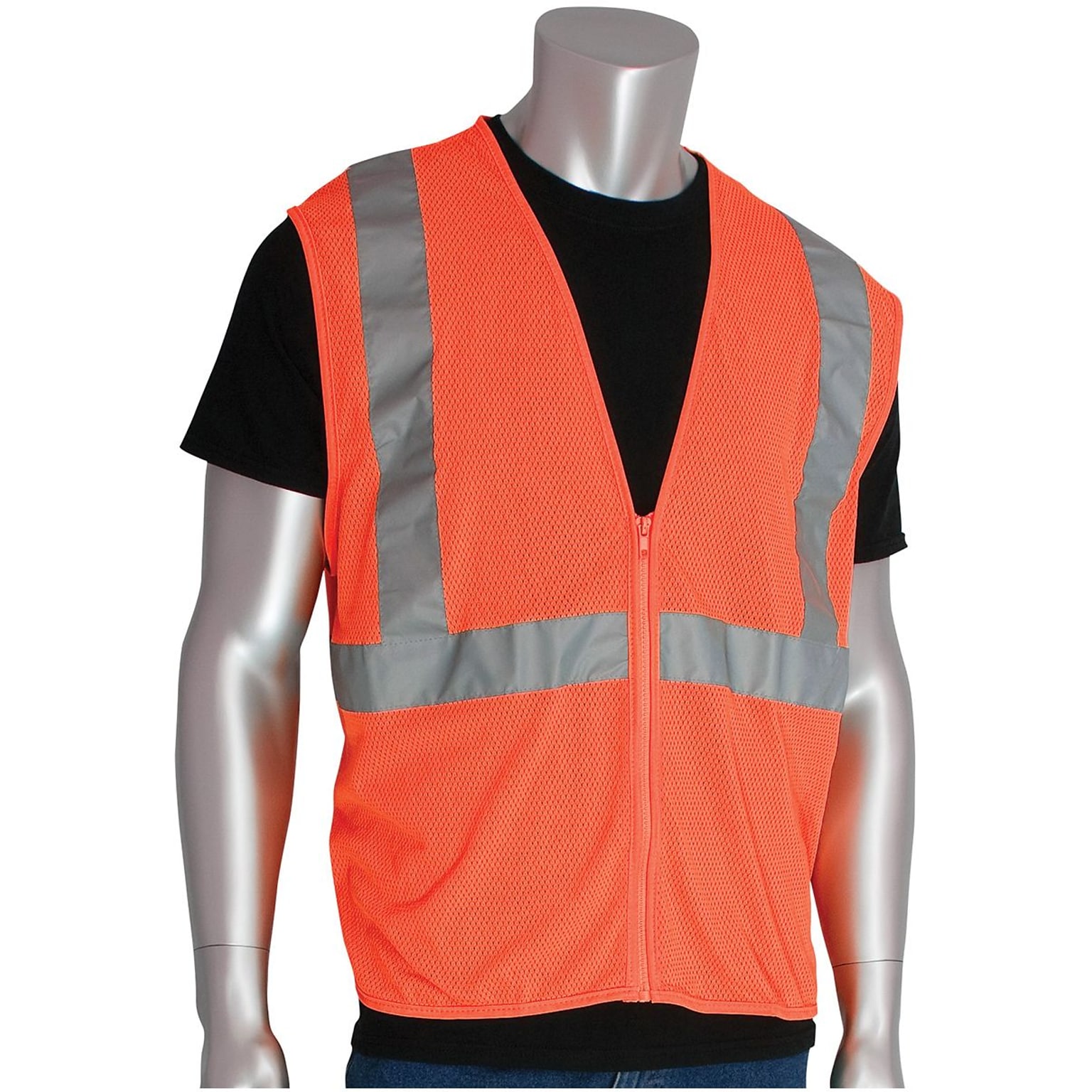 Protective Industrial Products High Visibility Sleeveless Safety Vest, ANSI Class R2, Orange, X-Large (302-MVGZOR-XL)