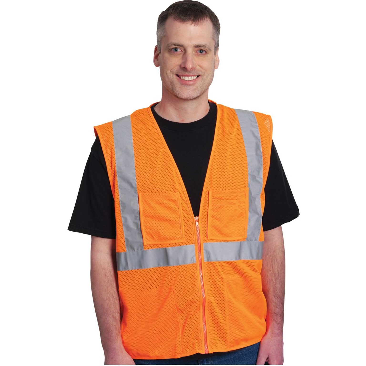 Protective Industrial Products High Visibility Sleeveless Safety Vest, ANSI Class R2, Orange, 2XL (302-MVGZ4POR-2X)
