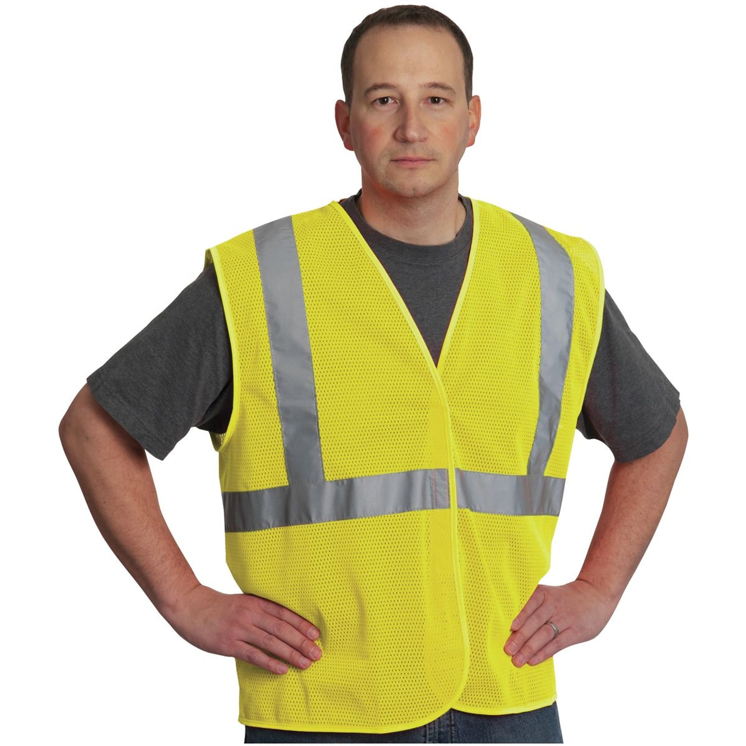 PIP High Visibility Sleeveless Safety Vest, ANSI Class R2, Yellow, 2XL (302-MVGLY-2X)