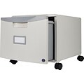 Storex One Drawer Mini File Cabinet with Lock and Casters, Legal/Letter Size, Gray (61263U01C)
