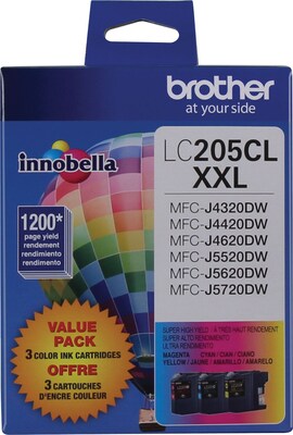 Brother LC2053PKS Cyan/Magenta/Yellow Extra High Yield Ink Cartridge,  3/Pack