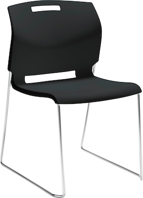 Global Popcorn™ Plastic Stack Chair without Arms, Asphalt Black, 4/Ct (TD6711-BLK)