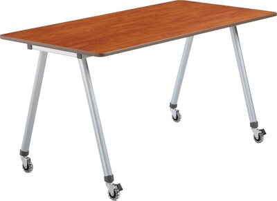 Iceberg OfficeWorks™ Teaming Table Fixed-Height Leg Set With Casters; Silver/Chrome