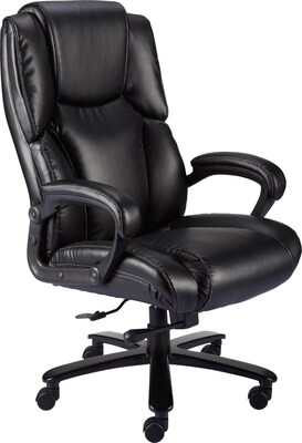 Quill Brand®® Glenvar Big & Tall Chair, Bonded Leather, Black, Seat: 21.5W x 20.5D, Back: 22W x 26H