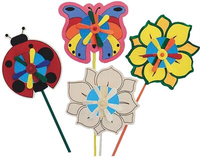 Craft Express Butterfly, Flower and Ladybug Pinwheels Craft Kit, 12/Pack (CE4009)