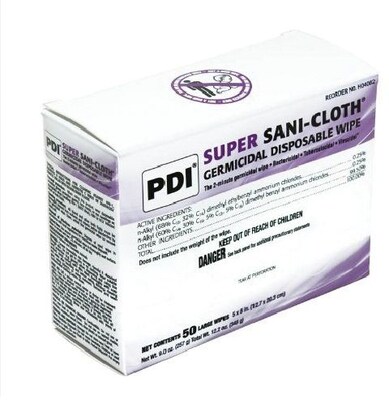 Super Sani-Cloth® Germicidal Wipes, 5 L x 8 W, 50/Box