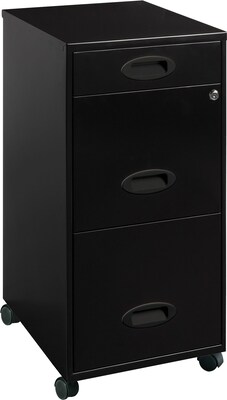 Lorell SOHO 3-Drawer File Cabinet, Black, Letter (LLR17427)