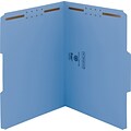 Smead WaterShed/CutLess Fastener Folders, Letter, 82 x 2K Fastener, 1/3 Tab Cut, Assorted Position Tab, 11 pt., Blue, 50/Bx