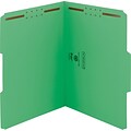 Smead WaterShed/CutLess Fastener Folders, Letter, 2 x 2K Fastener, 1/3 Tab Cut, Assorted Position Tab, 11 pt., Green, 50/Bx