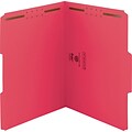 Smead WaterShed/CutLess Fastener Folders, Letter, 2 x 2K Fastener, 1/3 Tab Cut, Assorted Position Tab, 11 pt., Red, 50/Bx