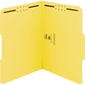 Smead WaterShed/CutLess Fastener Folders, Letter, 2 x 2K Fastener, 1/3 Tab Cut, Assorted Position Tab, 11 pt., Yellow, 50/Bx