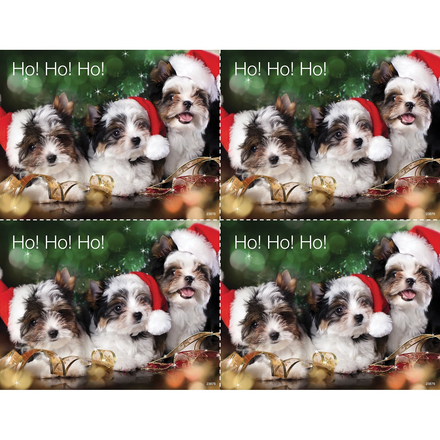 Medical Arts Press® Photo Image Postcards; for Laser Printer; Puppies in Santa Hat, 100/Pk