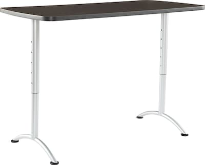 Iceberg Arc Adjustable Height Rectangular Conference Table, Gray Walnut/Silver Legs, 30-42H x 60W x 30D