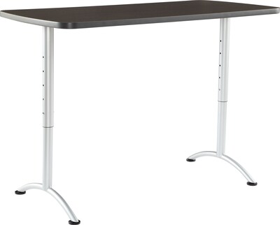 Iceberg Arc Adjustable Height Rectangular Conference Table, Gray Walnut/Silver Legs, 30-42H x 60W