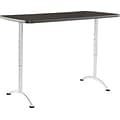 Iceberg Arc Adjustable Height Rectangular Conference Table, Gray Walnut/Silver Legs, 30-42H x 60W x 30D