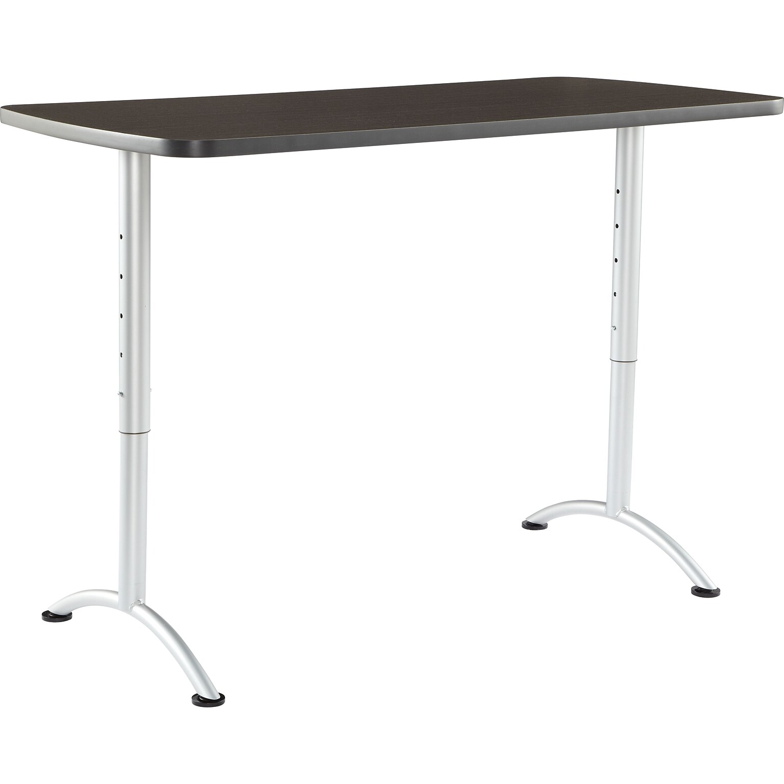 Iceberg Arc Adjustable Height Rectangular Conference Table, Gray Walnut/Silver Legs, 30-42H x 60W x 30D