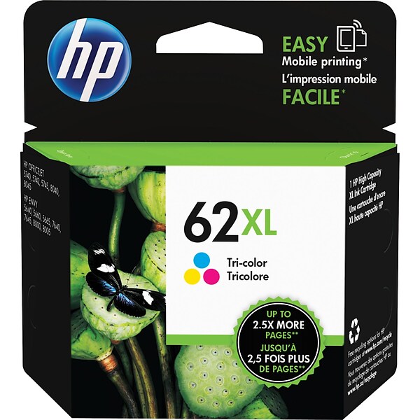 HP 62XL Tri-Color High Yield Ink Cartridge (C2P07AN#140)