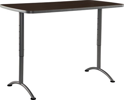 Iceberg Arc Adjustable Height Rectangular Conference Table, Walnut/Gray Legs, 30-42H x 60W x 30D