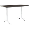 Iceberg Arc Adjustable Height Rectangular Conference Table, Gray Walnut/Silver Legs, 30-42H x 72W x 36D