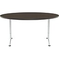 Iceberg Arc Adjustable Height Oval Conference Table, Gray Walnut/Silver Legs, 30-42H x 72W x 36D