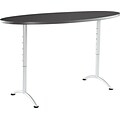 Iceberg Arc Adjustable Height Oval Conference Table, Graphite/Silver Legs, 30-42H x 72W x 36D