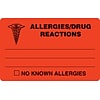 Medical Arts Press® Allergy Warning Medical Labels, Allergies/Drug Reaction, Fluorescent Red, 2-1/2x