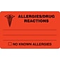 Medical Arts Press® Allergy Warning Medical Labels, Allergies/Drug Reaction, Fluorescent Red, 2-1/2x4", 100 Labels