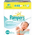 Pampers Sensitive Baby Wipes, Refill, 64 Wipes/Pack, 7 Packs/Carton (19513)