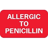 Medical Arts Press® Allergy Warning Medical Labels, Allergic to Penicillin, Fluorescent Red, 7/8x1-1